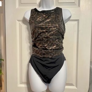 Metallic Leopard Print With Sequin 1 Pc Swimsuit